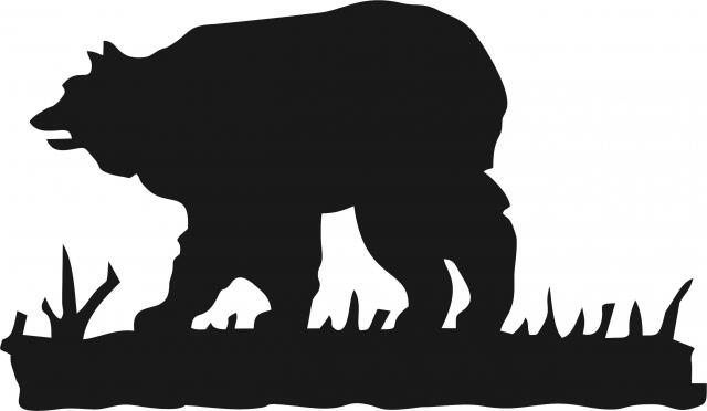 Bear w/Grass Silhouette Laser Cut Appliques (Size: 10"W, Direction: facing left)