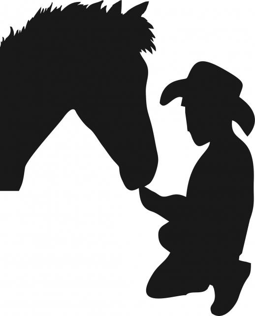Cody Feeding Horse Silhouette Laser Cut Appliques (Size: with FUSIBLE - 8"H, Direction: facing right)