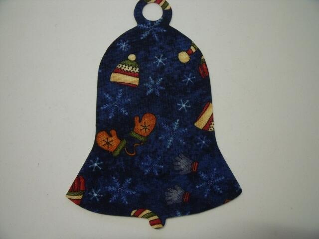 Christmas Bell Laser Cut Appliques (Size: 6"H, Color: Blue Hats & Mittens)