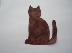 Cat Laser Cut Appliques (Size: with FUSIBLE - 6"H, Color: Tonal - Brown, Direction: Facing right)