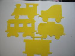 Train Set with 5 cars Laser Cut Appliques (Size: 4"H, Color: Yellow , Direction: Facing right)