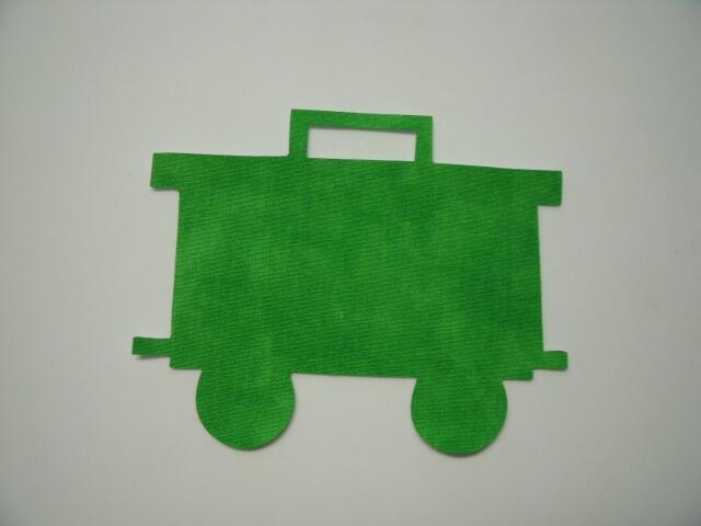 Christmas Train Caboose Laser Cut Appliques (Size: with FUSIBLE - 5"H, Color: Tonal - Green)