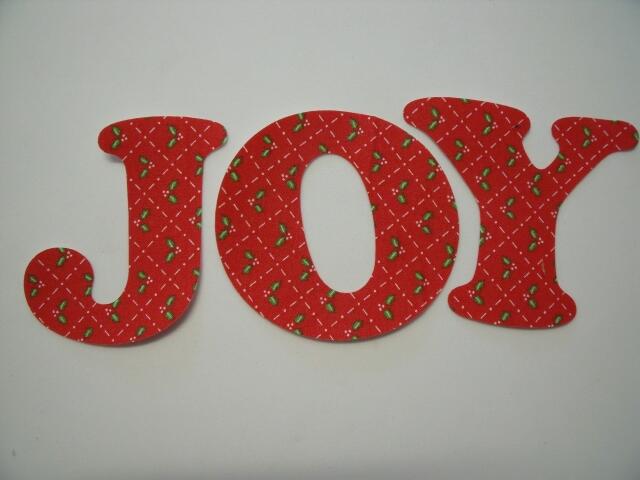 Christmas JOY Letters Laser Cut Appliques (Size: with FUSIBLE - 4"H, Color: Red Holly)