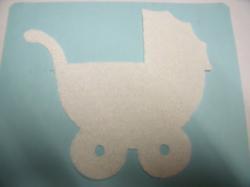 Baby Carriage Laser Cut Appliques (Size: 4"W, Color: White , Direction: Facing left)