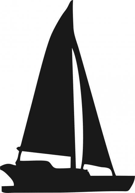 Sailboat #1 Silhouette Laser Cut Appliques (Size: with FUSIBLE - 10"H, Direction: facing left)