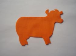Cow Laser Cut Appliques (Size: with FUSIBLE - 5"W, Color: Orange , Direction: Facing right)