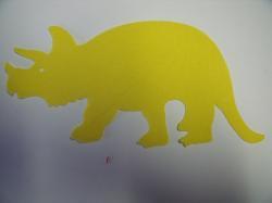 Dinosaur - Triceratops Laser Cut Appliques (Size: with FUSIBLE - 5"W, Color: Yellow , Direction: Facing left)