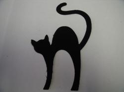 Witch's Cat Laser Cut Appliques (Size: 4"H, Color: Black , Direction: Facing right)