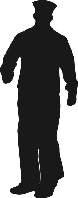 Sailor Walking Silhouette Laser Cut Appliques (Size: With FUSIBLE - 8"H, Color: Black)