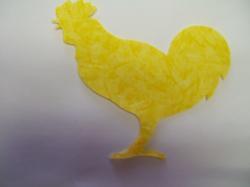 Rooster Die Cut Appliques (Size: with FUSIBLE - 4"W, Color: Yellow , Direction: Facing left)