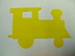 Train Locomotive Laser Cut Appliques (Size: with FUSIBLE - 6"H, Color: Yellow , Direction: Facing left)