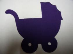 Baby Carriage Laser Cut Appliques (Size: 6"W, Color: Purple , Direction: Facing left)