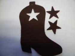 Cowboy Boot Laser Cut Appliques (Size: 5"H, Color: Brown , Direction: Facing right)