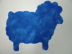 Easter Lamb Laser Cut Appliques (Size: 4"W, Color: Tonal - Blue, Direction: Facing right)