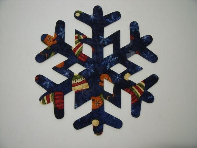 Snowflake Design #1 Laser Cut Appliques (Size: with FUSIBLE - 6", Color: Blue Hats & Mittens)