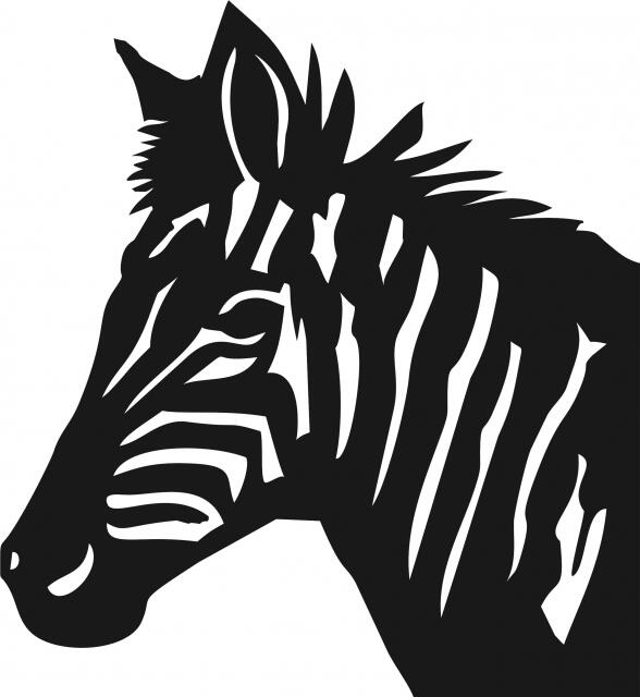 Zebra Head Laser Cut Appliques (Size: with FUSIBLE - 8"H, Direction: facing left)