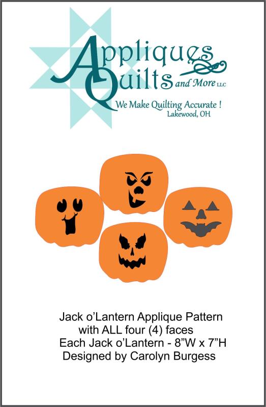 Pattern - Jack o'Lantern  Applique ALL 4 faces
