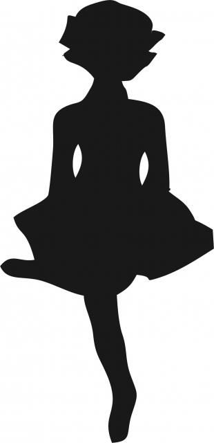 Irish Dancer 'Cut' Silhouette Laser Cut Appliques (Size: with FUSIBLE - 9"H, Color: Black )