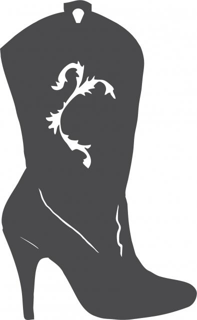 Cowgirl High Heel Boot Silhouettes Laser Cut Appliques