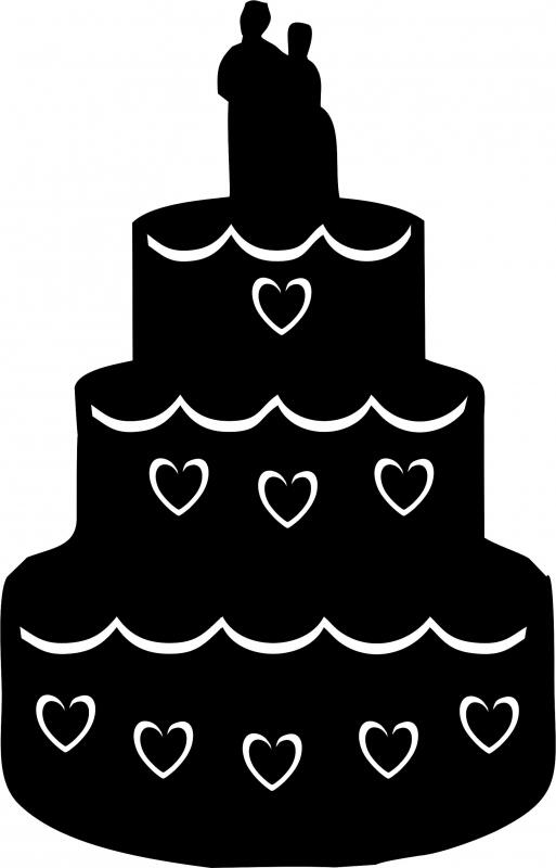 Wedding Cake w/Topper Silhouette Laser Cut Applique