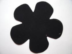 Flower 5 Petal Laser Cut Appliques (Size: with FUSIBLE - 4.5"W, Color: Black  )