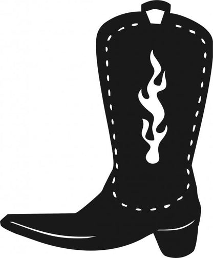 Cowboy Boot w/Flame Silhouettes Laser Cut Appliques