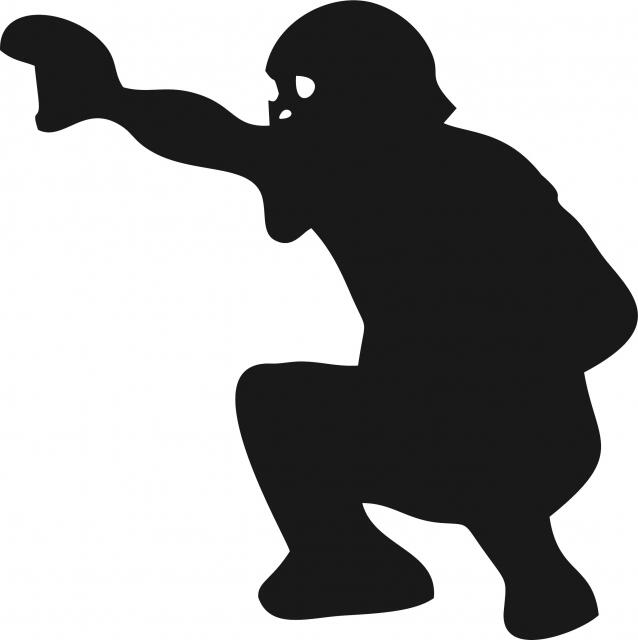 Baseball Catcher Silhouette Laser Cut Appliques (Size: 9"H, Direction: facing left)