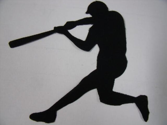 Baseball Batter Silhouette Laser Cut Appliques (Size: with FUSIBLE - 10"H, Direction: facing left)