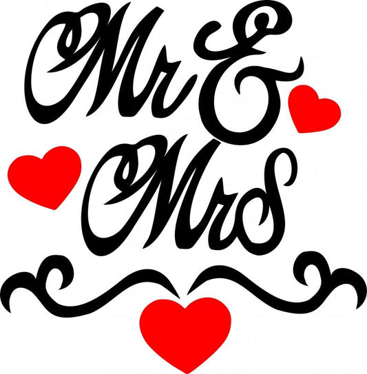 Mr. & Mrs.w/Hearts Set Laser Cut Appliques