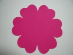 Flower 6 Petal Laser Cut Appliques (Size: with FUSIBLE - 3.5"W, Color: Hot Pink  )