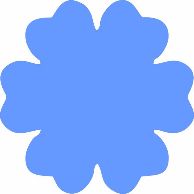 Flower 6 Petal Laser Cut Appliques (Size: with FUSIBLE - 3.5"W, Color: Tonal - Blue)
