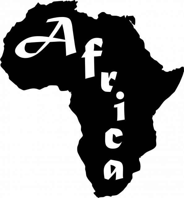 Africa Silhouette Laser Cut Appliques (Size: 15"H, Color: Africa letters cut out)