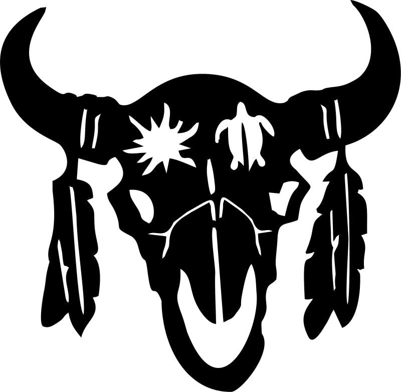 Skull with Feathers Silhouette Laser Cut Appliques