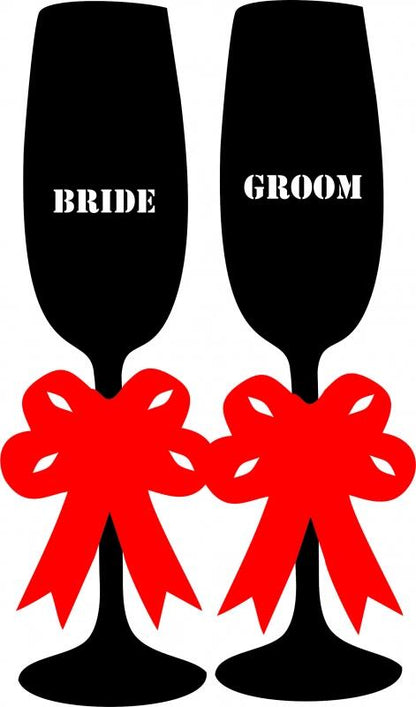 Bride & Groom Wine Glass Set Appliques