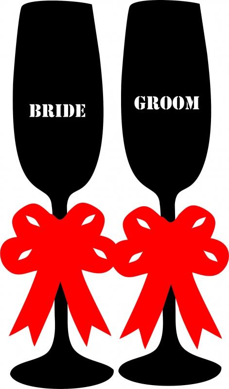 Bride & Groom Wine Glass Set Appliques