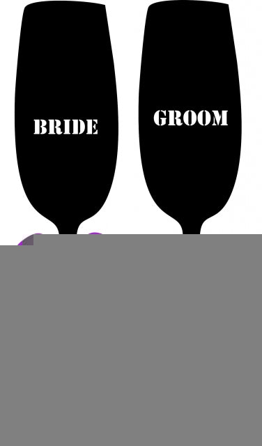 Bride & Groom Wine Glass Set Appliques