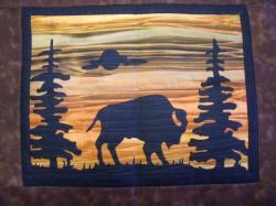 Bison w/Grass Silhouette Laser Cut Appliques