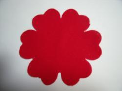Flower 6 Petal Laser Cut Appliques (Size: 3.5"W, Color: Red  )