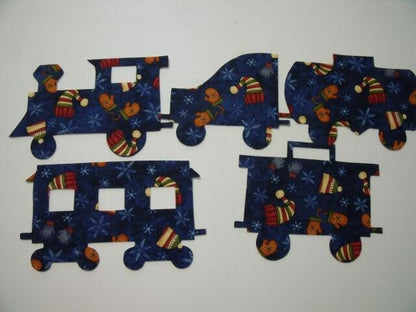 Christmas Train Set of 5 cars Laser Cut Appliques