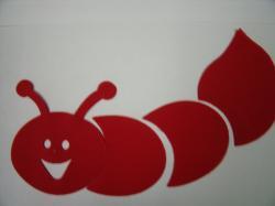 Worm Set One Color Laser Cut Appliques (Size: Set, Color: Red  )