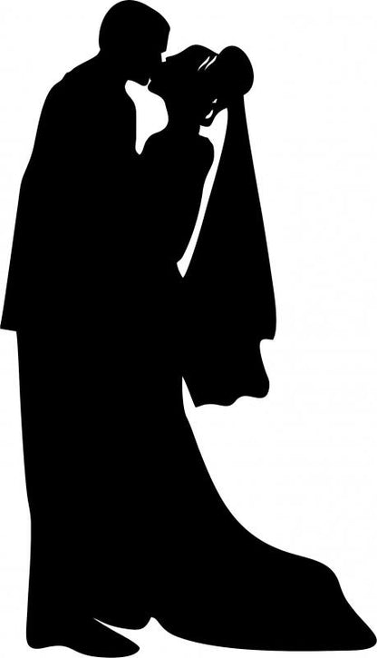 Bride & Groom Kissing Laser Silhouettes