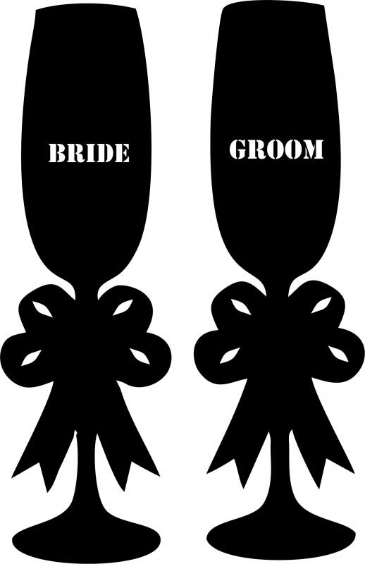 Bride & Groom Wine Glass Set Silhouettes