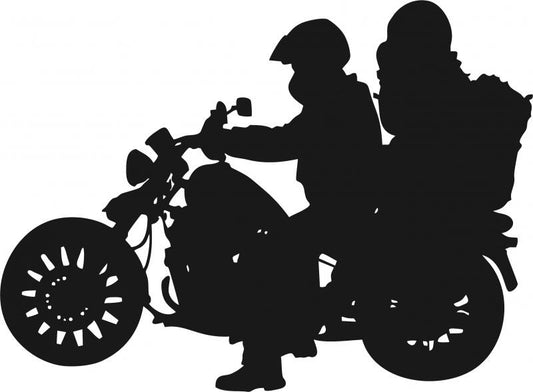 Motorcycle with Couple Riding Silhouette Laser Cut Appliques