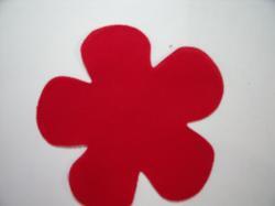 Flower 5 Petal Laser Cut Appliques (Size: with FUSIBLE - 4.5"W, Color: Red  )