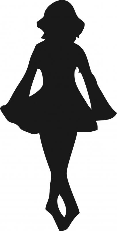Irish Female Dancer Silhouette Laser Cut Appliques (Size: with FUSIBLE - 9"H)
