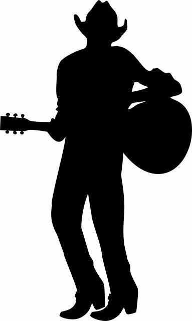 Cowboy Playing Guitar Silhouettes Laser Cut Appliques