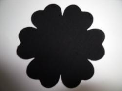 Flower 6 Petal Laser Cut Appliques (Size: with FUSIBLE - 3.5"W, Color: Black  )