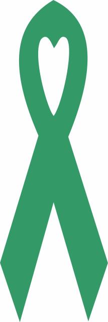 Awareness Ribbon Laser Cut Appliques (Size: with FUSIBLE - 10"H, Color: Green Tonal )