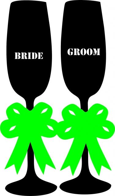 Bride & Groom Wine Glass Set Appliques