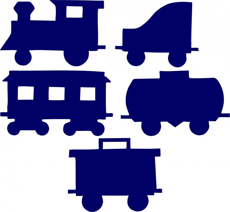 Train Set with 5 cars Laser Cut Appliques